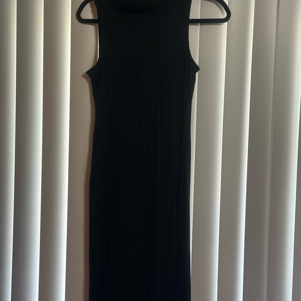 Nine West Black Ribbed Midi Dress